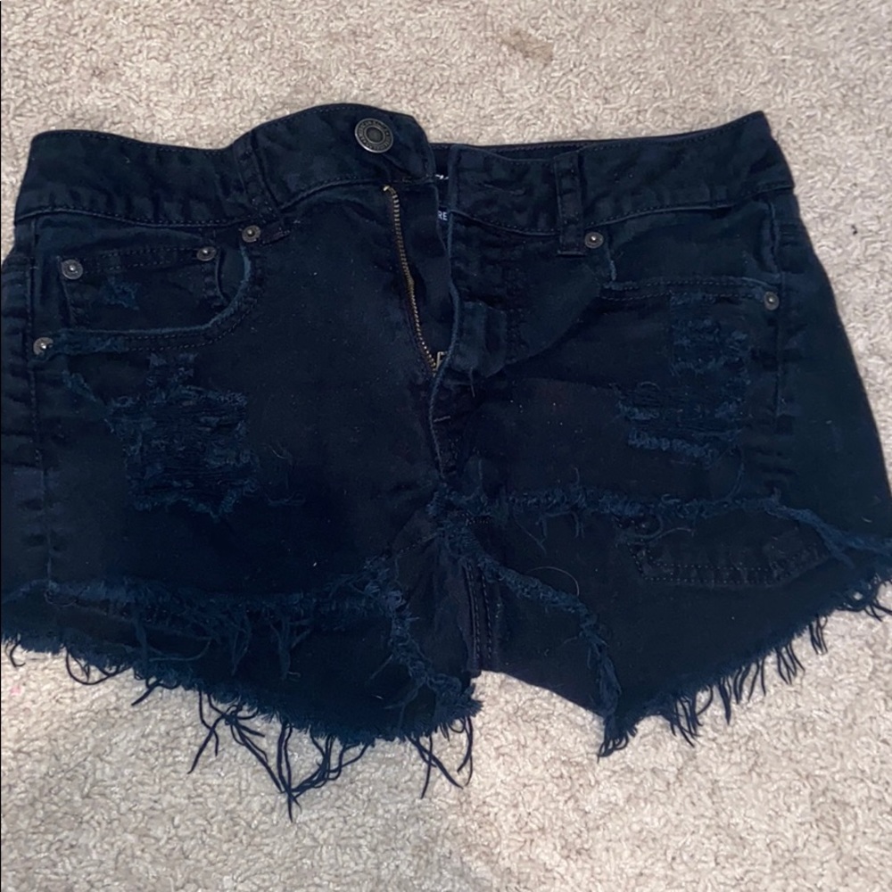 black jean shorts